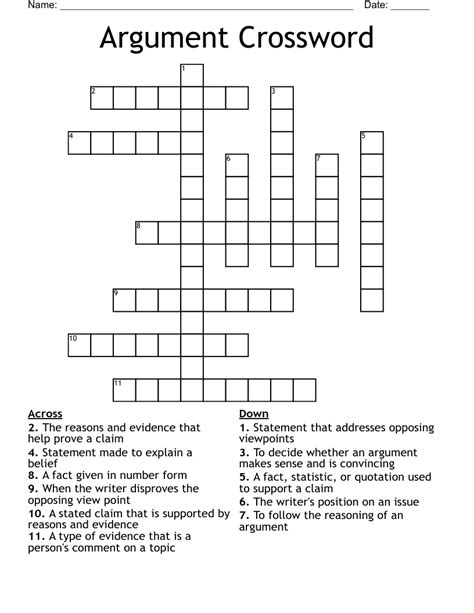 Points to make in an argument crossword clue - The Crossword Solver found 30 answers to "essential part, as of an argument", 4 letters crossword clue. The Crossword Solver finds answers to classic crosswords and cryptic crossword puzzles. Enter the length or pattern for better results. Click the answer to find similar crossword clues.